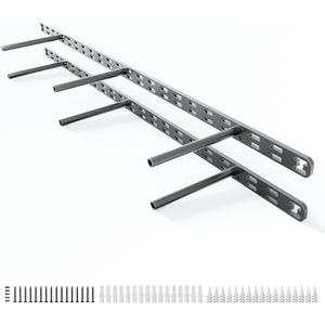 2pcs Floating Shelf Bracket Heavy Duty,Decorative Floating Shelf Hardware Hidden Black Metal Fireplace Mantel Brackets Without Jig (34"X6"X1.0" Without Tools)