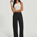 Heathyoga Wide Leg Stretchy Work Pants Women Pull on Dress Pants High Waisted Business Casual Trousers Slacks for Women (Black, XL)