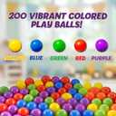 Sunny Days Entertainment 200 Premium Crush-Resistant Play Balls for Ball Pits Non-Toxic, BPA & Phthalate Free Vibrant Assorted Colors with Zippered Storage Bag (2.5" Diameter)