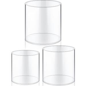meekoo 3 Pcs Flower Acrylic Vase Cylinders Round Decorative 6 x 6 in, 5 x 5 in, 4 x 4 in Vase Break Resistant Acrylic Flower Cylinder for Centerpiece Home Wedding Decor(Classic) (Clear)