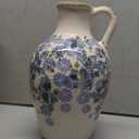 Vintage 12 Flower Vase with Handle Retro Ice Crackle Waterproof Chinoiserie Ceramic Pitcher Blue and White Vase for Home Decor