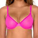 Smart & Sexy Women's Sheer Demi Underwire Bra, Electric Pink (Mesh), 34DDD