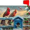 Winter Mailbox Cover Cardinal Birds Mailbox Covers Holly Berry Mail Box Wrap Magnetic Standard Size 21x18 Inch Mailboxes Decorations for Christmas Garden Home Yard Decorations