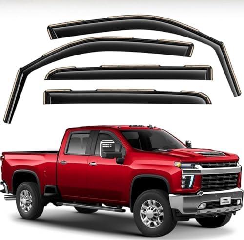 in-Channel Rain Guards Compatible with Chevy Silverado/GMC Sierra 2500HD 3500HD 2020-2026 Crew Cab, Window Deflectors, Vent Window Visors Rain Guard for Silverado/Sierra 2500HD/3500HD (4Pcs/Set)