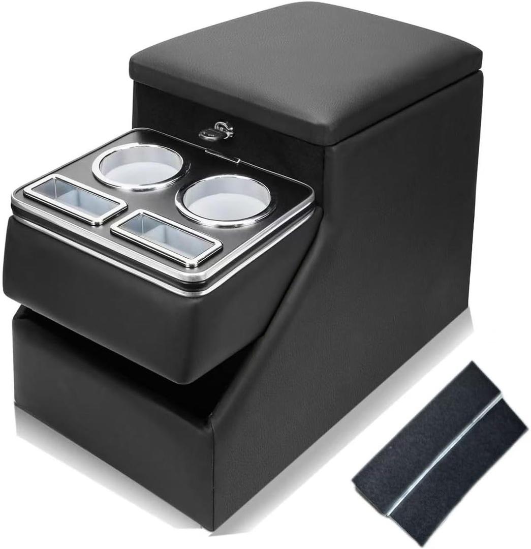 YURSENJIE Truck Center Console Organizer Between Seat for Minivans, SUVs, Middle Van Bench Organizer for Floor Console Organizer Storage Box with Locking Design