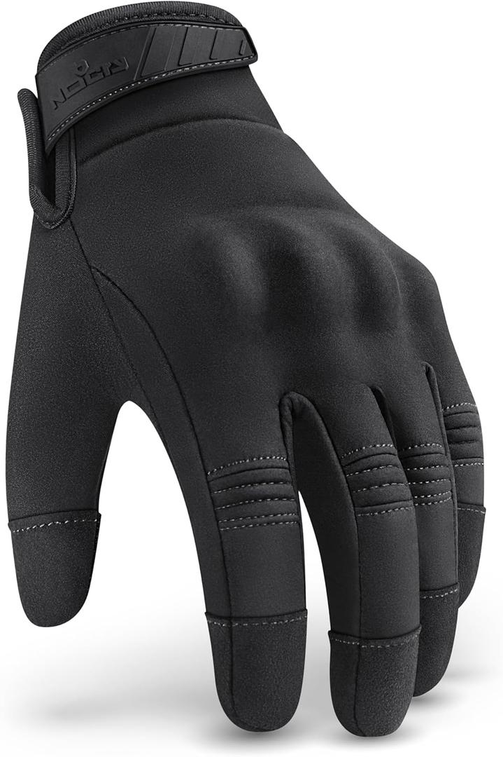 NoCry Water Resistant Tactical Shooting Gloves for Men with Soft Padded Knuckle Guards and Reinforced Palm with Non-Slip Grip  Ideal Heavy Duty Black Airsoft Gloves (Large)