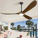 60" Ceiling Fans with Lights and Remote Control, Outdoor Ceiling Fan with Lights High CFM Quiet 3 Blade Wood Walnut Ceiling Fan,Oil Rubbed Bronze
