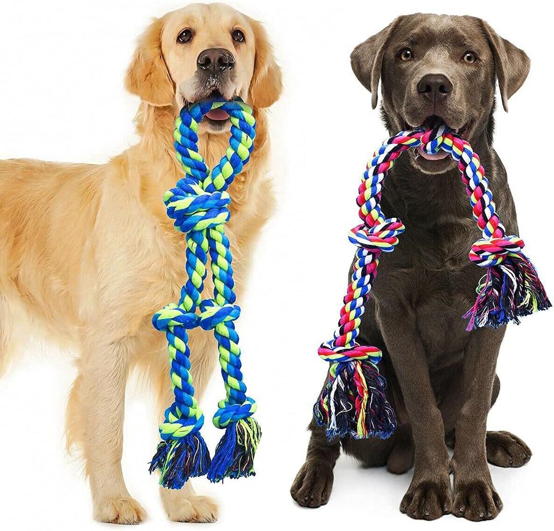 2 Pack Heavy Duty Dog Rope Toys - Indestructible for Large Breed Aggressive Chewers, Teeth Cleaning Tug of War Toy for Dogs