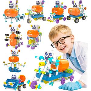 SMILESSKIDDO 50-in-1 Robot Kit, 438 Pcs DIY Educational Science Kit, Multiple Model STEM Toys, Building Experiment Toys for Ages 6-13 Boys Girls, Ideal Gift for Christmas, Holidays (8025E)