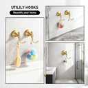 2 Pack Vintage Brass Wall Hooks, Bathroom Accessories, Antique Brass Horn Shape Curved Towel Hooks, Double Brass Towel Hook for Bathroom & Bedroom