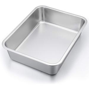 P&P CHEF Lasagna Pan, Rectangular Cake Pan Roaster Pasta Baking Cookie Sheet Pans Stainless Steel, Heavy Duty & Durable, Oven & Dishwasher Safe, 12.7" L x 3.2" H