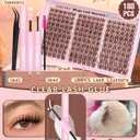 Brown Wispy Eye Lash Clusters Kit Natural Cluster Eyelash Extensions Kit False Eyelash Clusters Fluffy DIY Individual Lash Extensions Kit C Curl