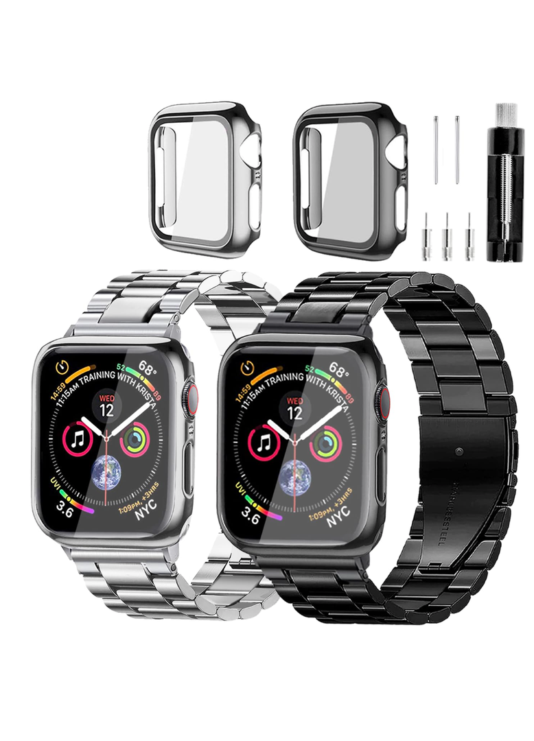 Stainless Steel Band and Case Compatible With Apple Watch Iwatch Ultra Series 10 9 8 7 6 5 4 3 2 1 SE 49mm 45mm 46mm 44mm 42mm 41mm 40mm 38mm, Men Women Classic Classy Metal Business