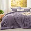 Bedsure Super King Plus Comforter Set, Grayish Purple Soft Prewashed Bedding for All Seasons, 3 Pieces GentleSoft Bed Set, 1 Lightweight Comforter (128"x120") and 2 Pillowcases (20"x36")