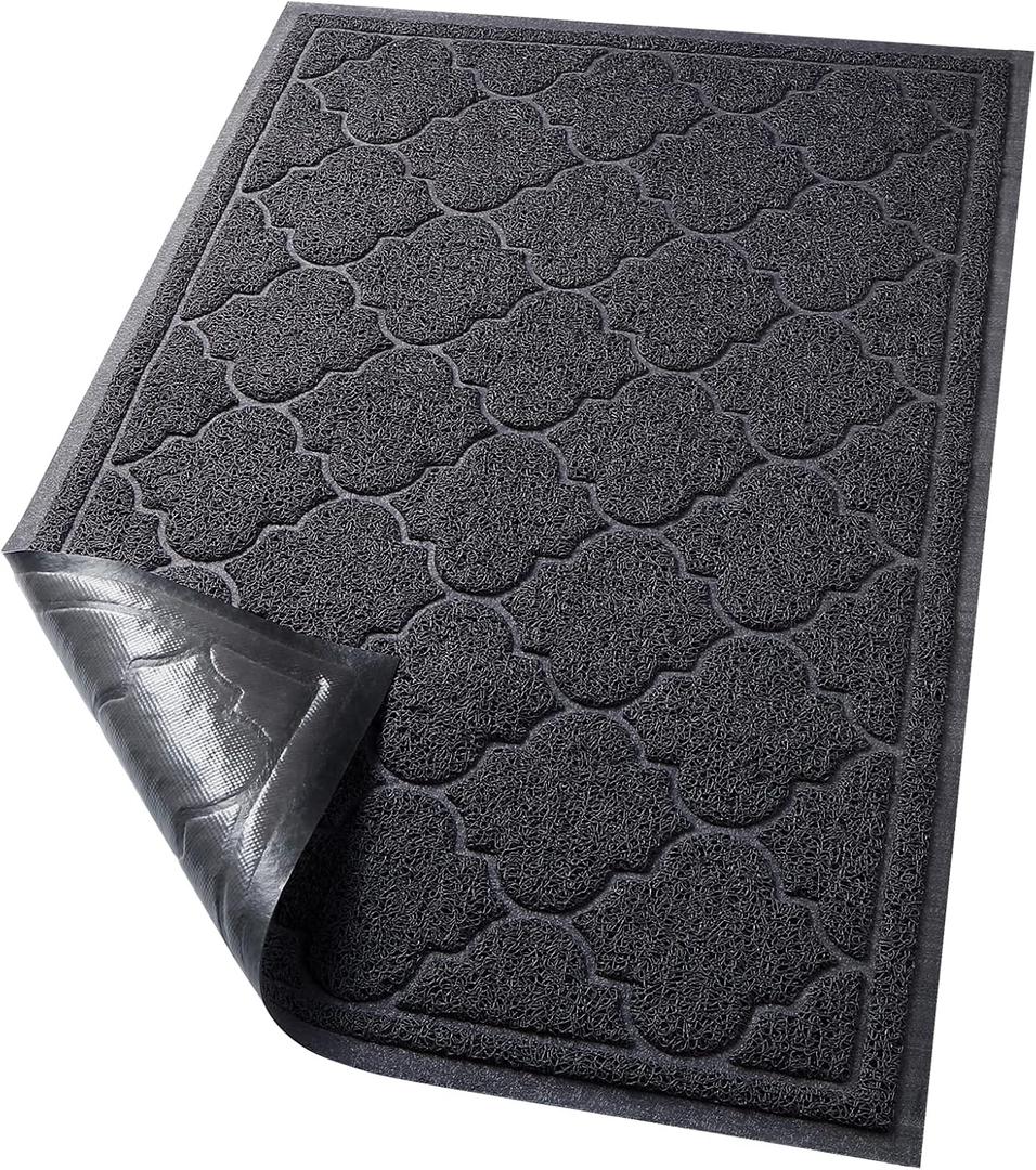 LuxStep Door Mat Large 24x36 Inch Indoor Outdoor Doormat, Non-Slip Low-Profile Design Floor Mat, Front Door Welcome Mat for Entryway,Patio,Garage, Black