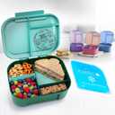 KARRICO Leakproof Lunch Box  3-Compartment Bento Box, Cooler Pack & Adjustable Divider, Extra Large & BPA-Free  Dishwasher Safe, Ideal for On-the-Go Meals, Green