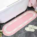 Duraaamo Pink Bow Long Bathroom Rug Cute Bathroom Decor Accessories 49 x 17 Inch Pink and White Bathtub Mat Non Slip Absorbent Washable Plush Runner Rug for Bathtub Sink Laundry Room Bedroom