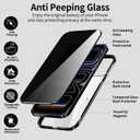 Metal Titanium Frame Privacy Case for iPhone 17 Pro Max, Privacy Screen Protector, Magnetic Adsorption with Safety Buckle Lock, Double Side Tempered Glass, Clear Back Anti Peep Full Body Case Cover