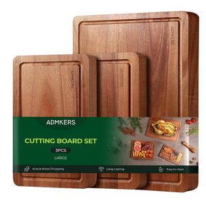 Wood Cutting Boards for Kitchen, Acacia Wooden Cutting Board Set, Charcuterie Board, Large Solid Chopping Board for Meat, Cheese, Fruit, Vegetables (set of 3)
