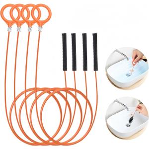 3 x 32 Inch Snake Hair Drain Clog Remover, Anti-Break Metal with Nylon Coating Drain Hair Removal Tool, Long Flexible Augers Cleaning Tools for Shower, Kitchen Bathtub, Bathroom, Toilet