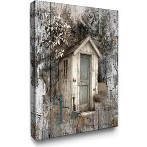 Luslya Farmhouse Outhouse Wall Art Vintage Outhouse Theme Painting Farmhouse Wall Decor Framed Poster Home for Living Room Bedroom Bathroom Decoration 16x24 inch