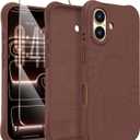 Magnetic for iPhone 17 Case, Compatible with MagSafe, [Integrated Silicone Camera Control Cover] [Screen Protector], 2X MIL-STD Drop Protection Shockproof Phone Case 6.3 inch, Caramel Brown
