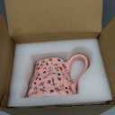 Mkour 16oz Large Ceramic Coffee Mugs, Handmade Big Tea Cups, Floral Design, Wide Bottom with Large Handle for Office and Home, Microwave and Dishwasher Safe (Pink)
