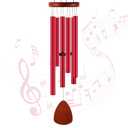 Leinuosen Wind Chimes for Outside Wind Chimes Outdoors Deep Tones 28" with 6 Aluminum Tubes Memorial Sympathy Windchime for Valentine Tree Decor Garden Courtyard Mom Loved One Gifts(Classic,Red)