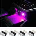 Augeny 4 PCS USB LED Car Interior Atmosphere Lamp, Plug-in USB Decor Night Light, Portable Auto Ambient Lighting Kit, Universal Vehicle Interior Accessories for Most Cars (Purple)