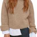 Saodimallsu Womens Turtleneck Fuzzy Sweaters Long Sleeve Chunky Knit Casual Loose Warm Fall Winter Pullover Sweater (Small, Khaki)
