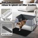 Suhaco XXXL Stainless Steel Litter Box with High Sided Deep Side Entry Deep Extra Large Metal Litter Box Included Mat & Scoop Anti-Urine Leakage Cat Litter Boxes for Big Cats (Grey XXXL)