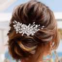 CASDRE Crystal Wedding Hair Comb Silver Rhinestone Bridal Hair Accessories Pearl Hair Pieces for Women and Brides (Silver)