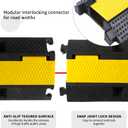 Rubber Cable Ramp Cord Cover Cable Protector Ramps Wire Hose Protective 22000Lbs Load Capacity Traffic 1 Channel Speed Bump for Asphalt Concrete Gravel Driveway, 3 Pack