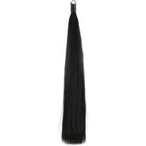 34-36 IN Long 1 LB Horse Tail Extension with Braided Horsehair Loop & Blunt Cut Bottom (Jet Black)