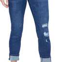 Royalty for Me Women's Royalty for Me Women's Petite Wannabettabutt Mid Rise Mega Cuff Jeans (Indigo Blue Rips) 12P