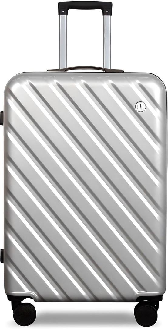 HotWay 28 Inch Expandable Checked In Luggage, Lightweight Hardshell Luggage with Spinner Wheels, Silver