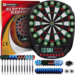 WIN.MAX Electronic Dart Board Soft Tip Dartboard Set LED Displays 3 Languages with 12 Darts 100 Tips Power Adapter