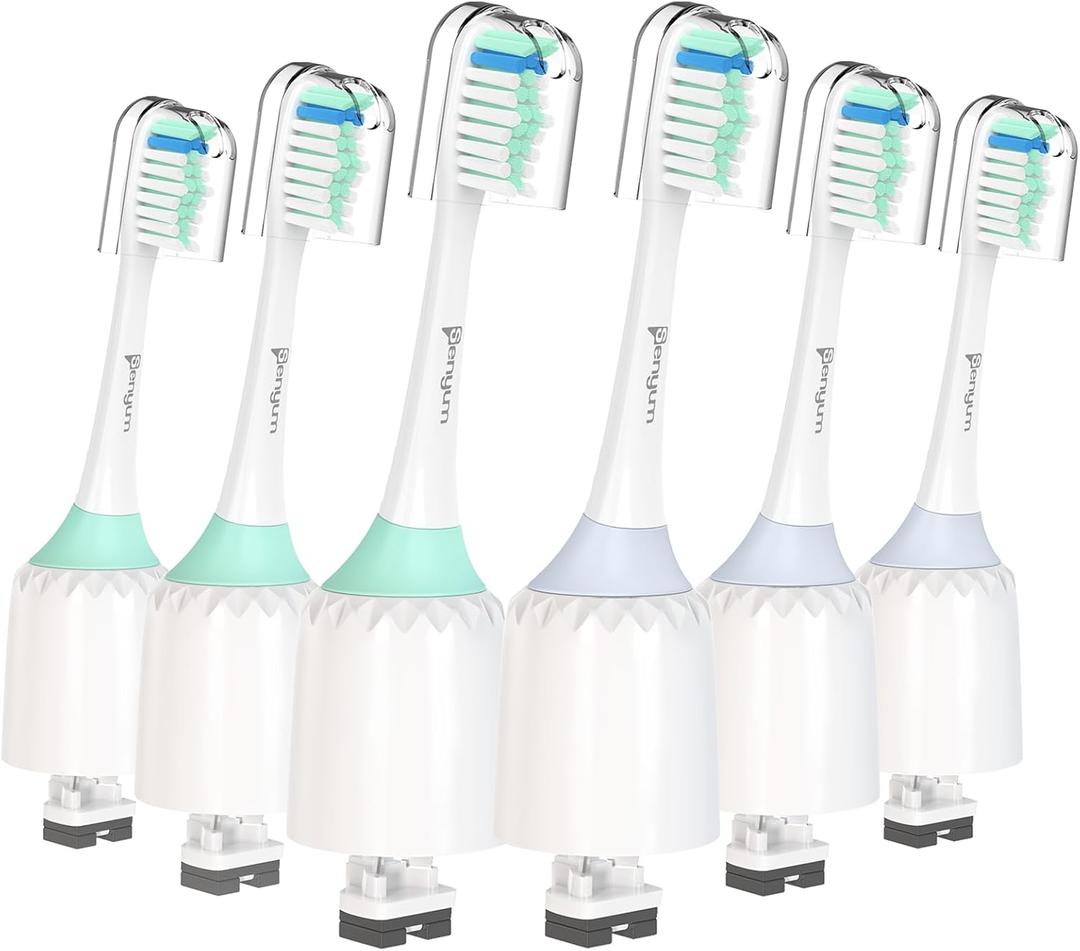 Toothbrush Heads for Philips Sonicare Replacement Heads E-Series, Essence, Xtreme, Elite, Advance and CleanCare Screw-On Electric Handles, Brush Heads for Philip Sonic Care, 6 Pack