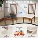 PU Leather Seat Covers for Dining Chairs, 8 Pack 100% Waterproof Dining Room Chair Seat Covers Stretch and Wipeable Kitchen Chair Cover Protectors (PU Cream, 8 PCS)