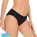 OVRUNS Period Swimwear Leakproof Bikini Brief Bottoms Waterproof Menstrual Swim Bottoms for Teens, Girls, Women (Medium, Black Ii)