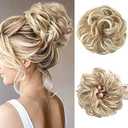 CJL HAIR Large Messy Bun Hair Piece Wavy Curly Scrunchies Synthetic Chignon Ponytail Hair Extensions Thick Updo Hairpieces for Women Dirty Blonde