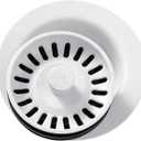 Elkay LKQD35 Polymer 3-1/2" Disposer Flange with Removable Basket Strainer and Rubber Stopper - White