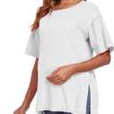 Women's Maternity Shirts Short Sleeve Split Side Pregnancy Tops Summer Casual Loose Tunic Tees