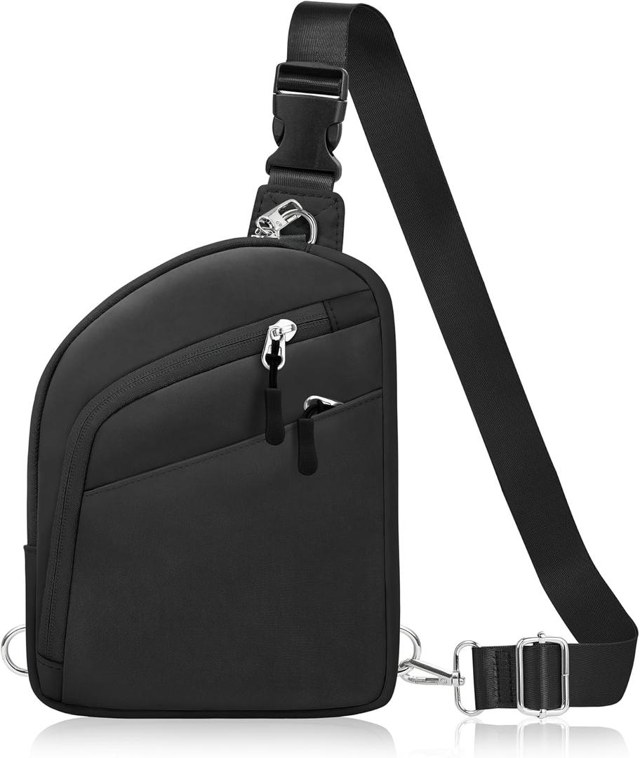 TOPEAST Anti Theft Crossbody Bags for Women Men, Small Sling Crossbody Bag Travel Purse Shoulder Wallet with RFID Blocking (1-black)