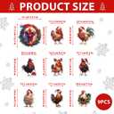 Christmas Chicken Tree Topper 9Pcs Ornament Tree Decorations Chicken Decor for Xmas Tree Top Decoration Indoor Outdoor Home Holiday Party