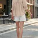 Cicy Bell Womens Summer Oversized Button Down Shirts Half Sleeve V Neck Business Casual High Low Tops Loose Fit Blouses