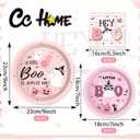 CC HOME Halloween Birthday Paper Plates Napkins Pink Pumpkin Ghost Disposable Tableware Set Party Supplies A Little Boo Theme Dinnerware Sets Serves 24 Guests for Party Plates Napkins 88PCS