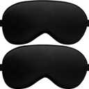 Silk Sleep Mask 2 Pack Silk Eye Mask for Sleeping, Adjustable Strap, 100% Blackout, Soft Travel & Home Sleep Shade Cover for Women & Men (Black & Black)