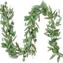DearHouse 5.5ft Seeded Eucalyptus Garland, Artificial Vines Faux Eucalyptus Leaves Table Garland Artificial Greenery Wedding Backdrop Arch Wall Decor