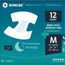SUNKISS TrustPlus Unisex Adult Diapers, Medium, 12 Count - Heavy Absorbency, Leak Protection, Advanced Odor Control, Extra Soft, Wetness Indicator